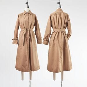 Vintage 70s Brown Trench Coat with Tie Belt size S M
